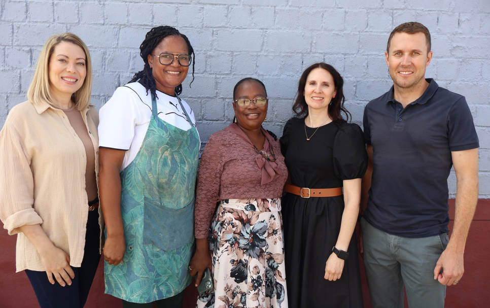 Bank Windhoek’s Corporate Social Responsibility and Sponsorships Manager, Audrey Mostert; Rocky Crest Primary School Teacher, Veonguavi Movirongo; Rocky Crest Primary School Principal, Sylvia Kangumine; Imago Dei Project Coordinator, Millinda Coffee and Imago Dei Director, André van Deventer.