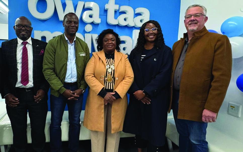 ICT Minister Emma Theofelus with MTC executives