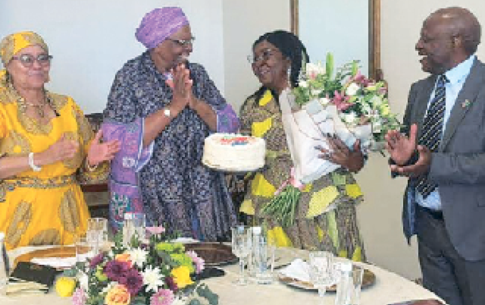 STILL A UNITED FRONT: President Netumbo Nandi-Ndaitwah on Tuesday night hosted a warm birthday dinner for SWAPO Secretary General Sophia Shaningwa at State House. Shaningwa who turned 66, shared light moments with the head of State, Vice President Lucia Witbooi and Prime Minister Dr. Elijah Ngurare. This is in stark contrast of media report casting a political rift between Nandi-Ndaitwah and Shaningwa, leading to the latter allegedly snubbing the President’s events.