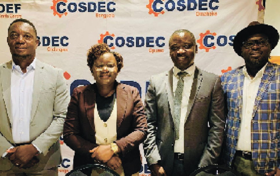 Paavo Kamutukwata, Liina Naimwala-Shipena, Prof. Marius Hedimbi, Edward Kafita at the signing ceremony between Welwitchia University and COSDEF