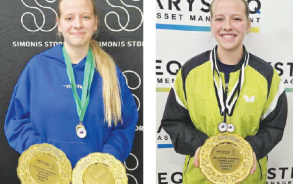Lian Gebauer with her table tennis awards