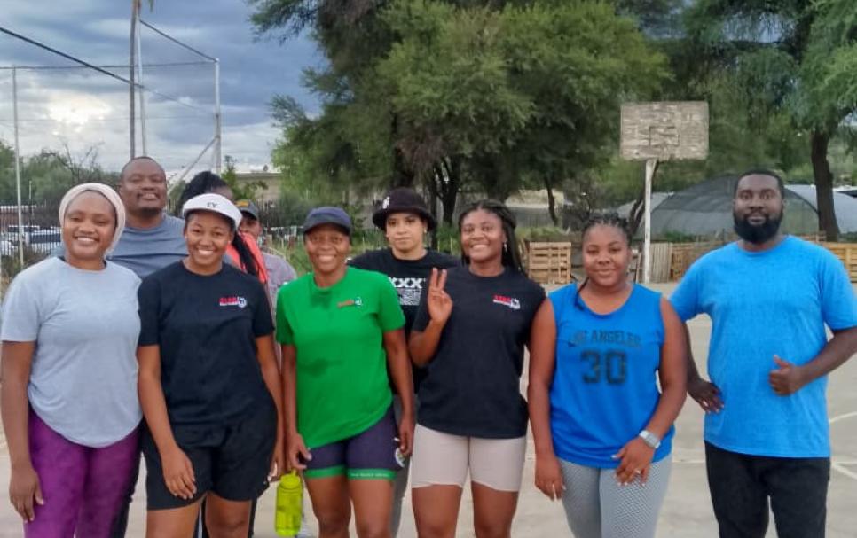 Ester Hipondoka and her fitness team