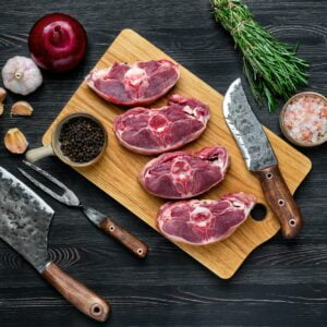 Namibian rumpsteak hits German menus overhead-view-of-chopped-fresh-lamb-shank-on-cutting-board-with-spice-300x300